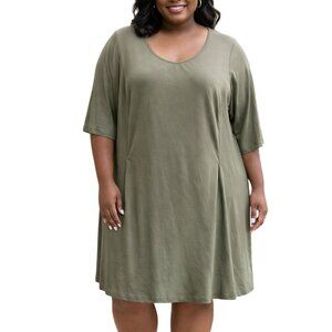 As U Wish Plus Size 3X Dress Olive Green Flowy 3/4 Sleeve Scoop Neck Casual